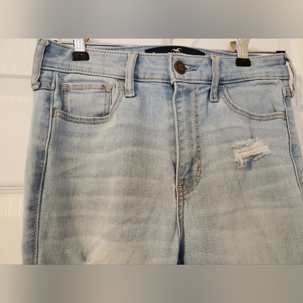 ❤️ HOLLISTER  JUNIORS DISTRESSED HIGH-RISE CROP SUPER SKINNY JEANS 1R W 25 L 26 - Picture 5 of 11